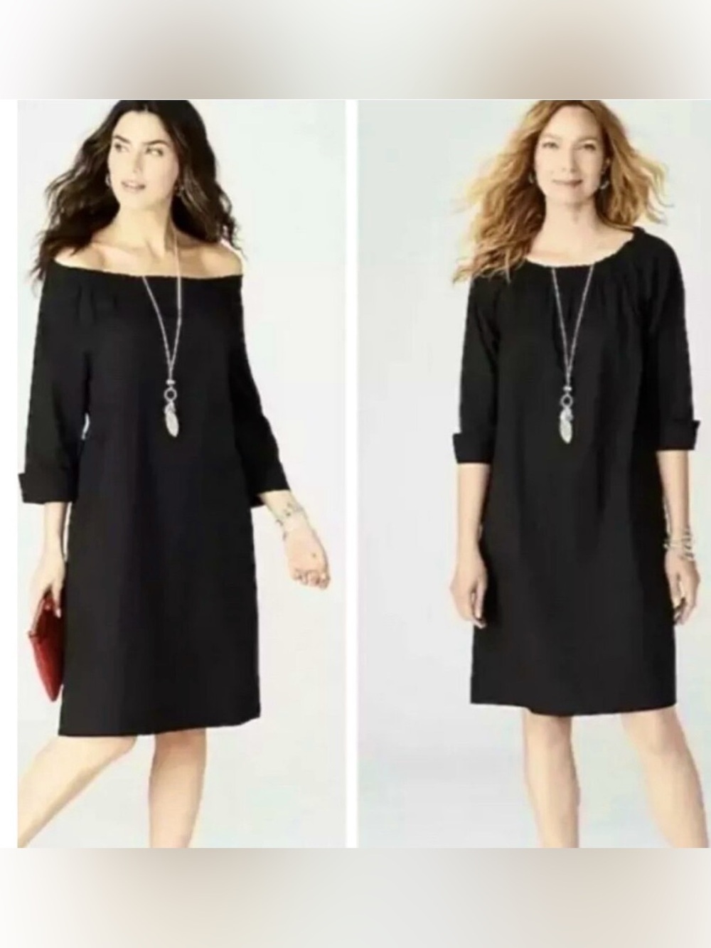 J.Jill Black Shift Dress Elastic Boat Neck Pockets SZ 1X  NWT